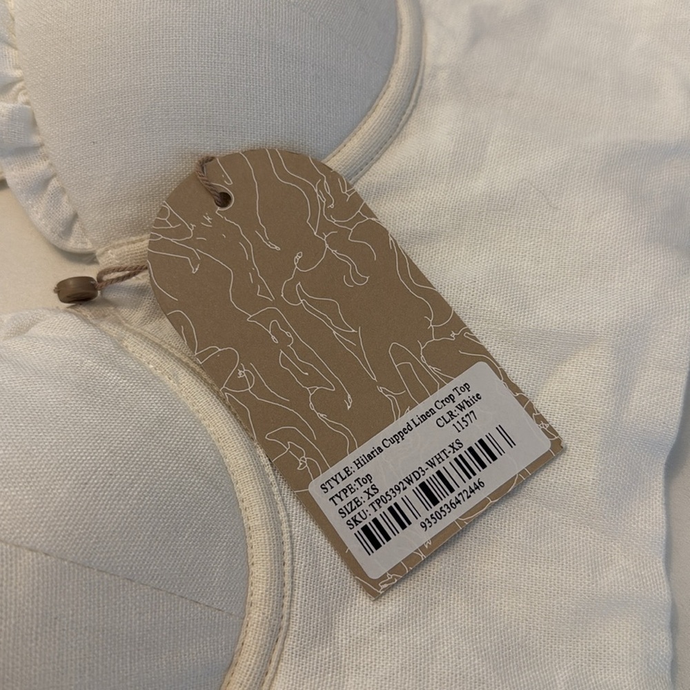 Meshki Hilaria Cupped Linen Crop Top White XS NWT - Picture 9 of 10